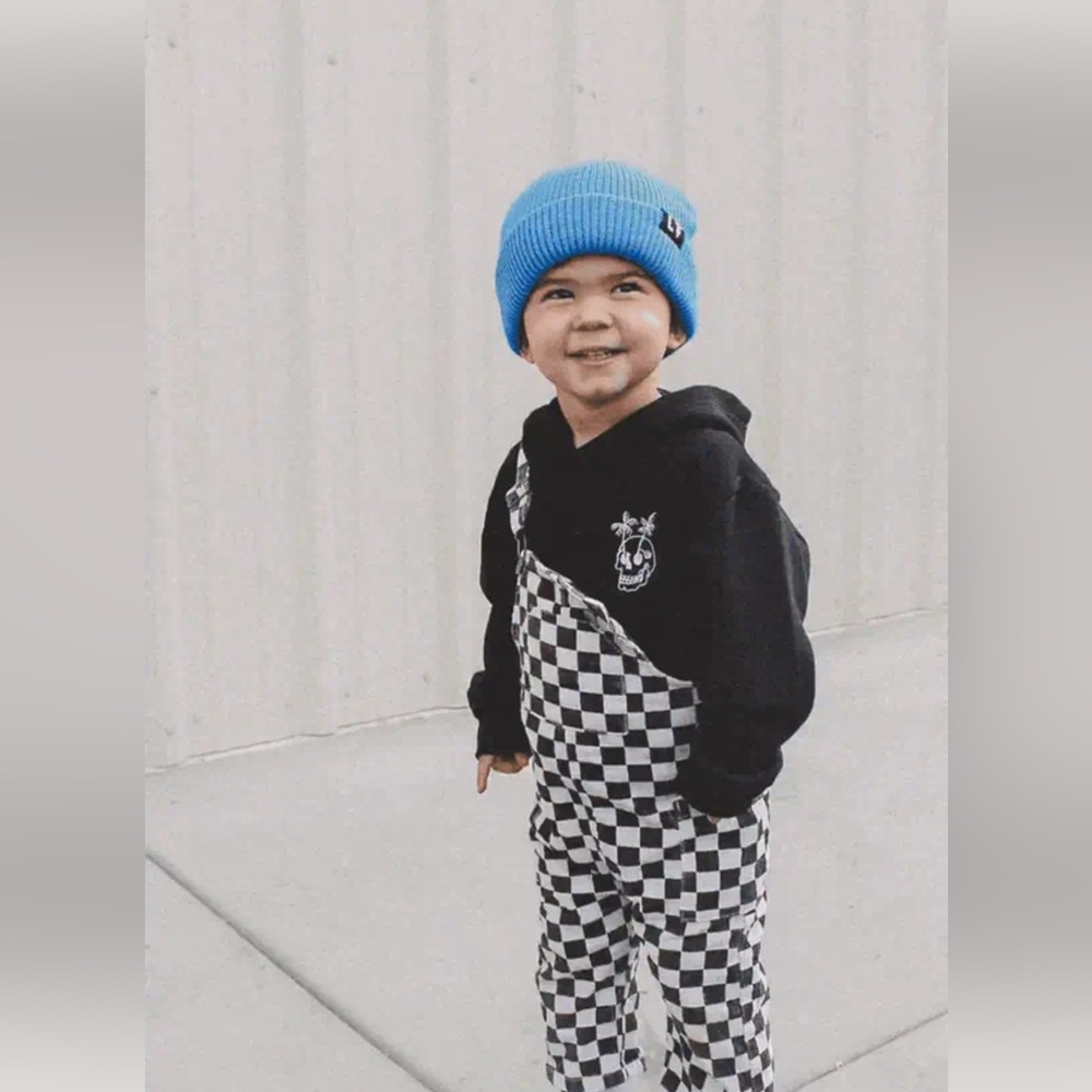 Black and White Checkered Kids Overalls - Picture 5 of 5
